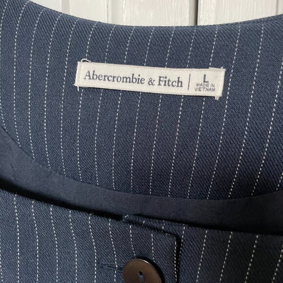 Abercrombie & Fitch Mara Tailored Vest Squareneck Set Top Navy Stripe L - Picture 5 of 5